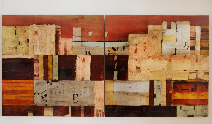 Port (Diptychon) , 2009. 240x120 cm, Alu/Lack/Öl-MT auf Holz