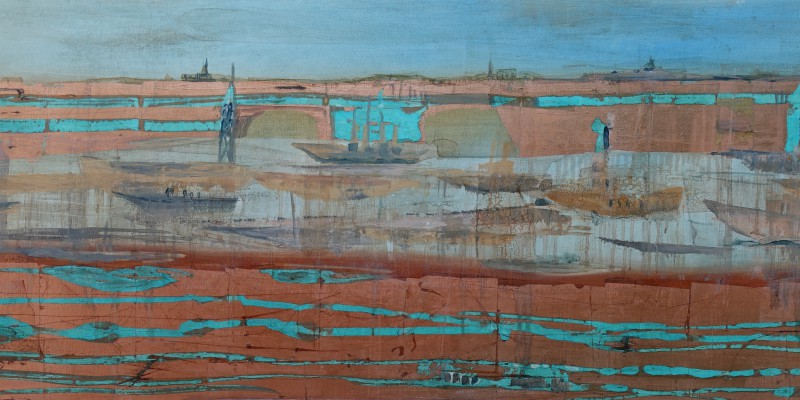Flussfahrt , 2018. 90 x 160 cm