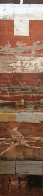 Fairy Tales I , 2010. 40x150 cm, Schlagmetall/Öl/Lack auf Holz
