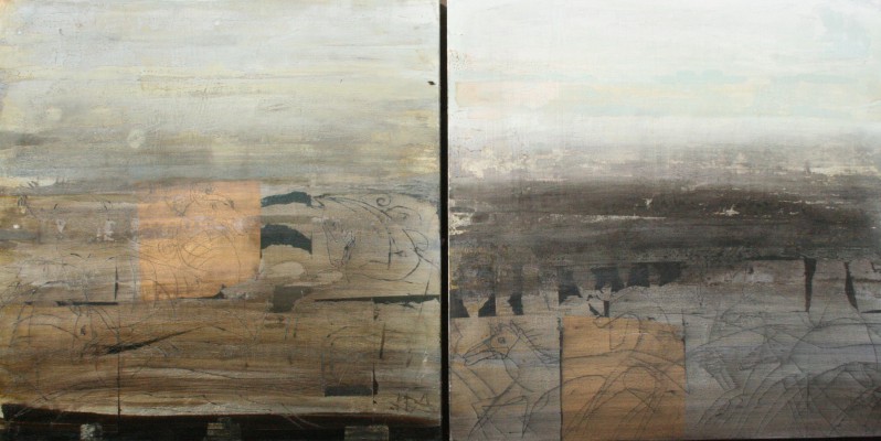 Avalon (Diptychon) , 2012. 2x(50x50 cm) Öl/Lack-MT auf Leinwand