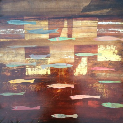 Fang III , 2012. 70x70 cm, Öl/Lack-MT auf Holz