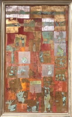 Pomp and circumstances , 2014. 72x124 cm, Öl/Schlagmetall auf Holz, Vergolderrahmen