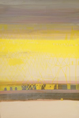 Sonnengeflecht , 2014. 120x180 cm, Schlagmetall/Öl-MT auf Holz
