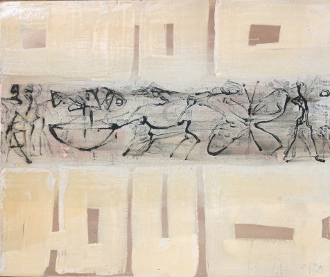 Versteinerungen II , 2014. 60x50 cm, Öl/Lack auf Holz