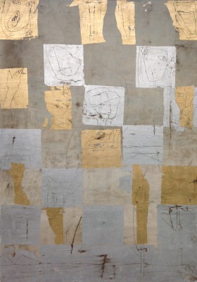 Marbel II , 2014. 70x100 cm, Öl/Lack/Schlagmetall-MT auf Holz