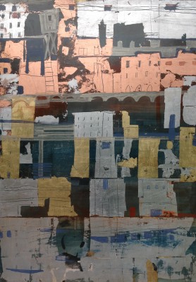 Wismar , 2014. 70x100 cm, Öl/Lack/Schlagmetall-MT auf Holz
