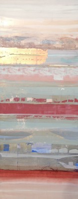Kaltes Land , 2016. 60 x 150 cm, Öl/Schlagmetall-MT auf Holz