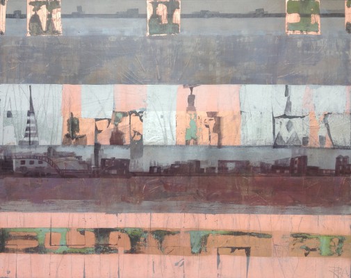 Überseestadt , 2014. 150x120cm, Öl/Lack/Schlagmetall-MT