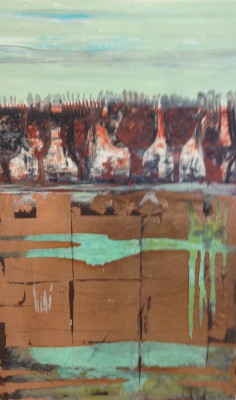 Wismar  , 2016. 70 x 100 cm, Öl/Schlagmetall-MT auf Karton
