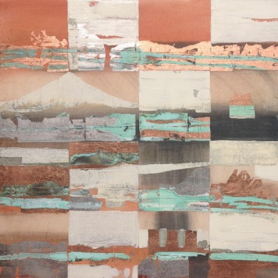 Stilles Land II , 2015. 80 x 80 cm, Öl/Schlagmetall auf Leinwand