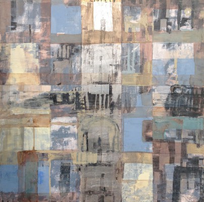 Stilles Land III , 2015. 80 x 80 cm, Öl/Schlagmetall auf Leinwand