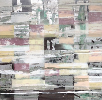 Stilles Land V , 2015. 80 x 80 cm, Öl/Schlagmetall auf Leinwand