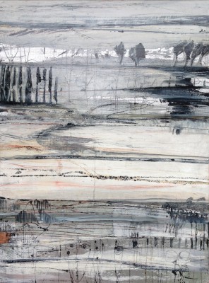 Winterreise I , 2015. 80 x 100 cm, Öl/Schlagmetall auf Leinwand 