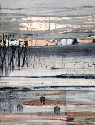 Winterreise II , 2015. 80 x 100 cm, Öl/Schlagmetall auf Leinwand 