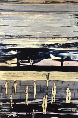 Nixen , 2017. 80 x 120 cm, Öl/Schlagmetall-MT